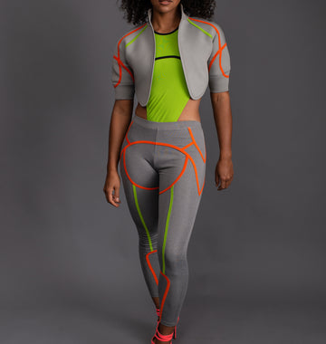 Marmion Gray & Neon Tights Set