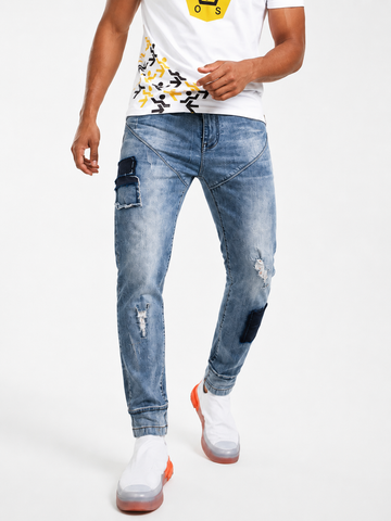 TASOU Act Self Denim Pants – Washed Blue Premium Street-Style Jeans | Sizes 30–48