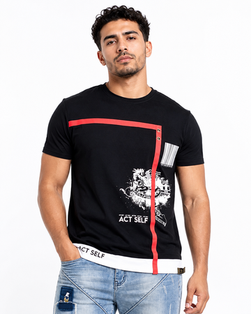 TASOU Act Self Black Tee – Moisture-Wicking Organic Cotton Performance Tee