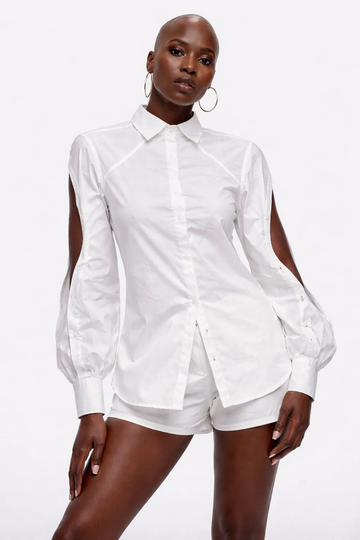 TASOU Anne Detachable Back Shirt – Convertible Organic Cotton Spring Top | Two Signature Looks