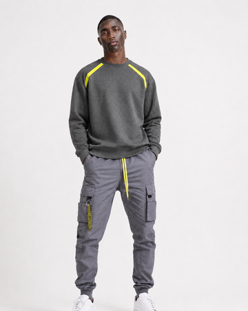 TASOU Crotona Cargo Pants – Gray with Bold Yellow Accents | Premium Utility Streetwear