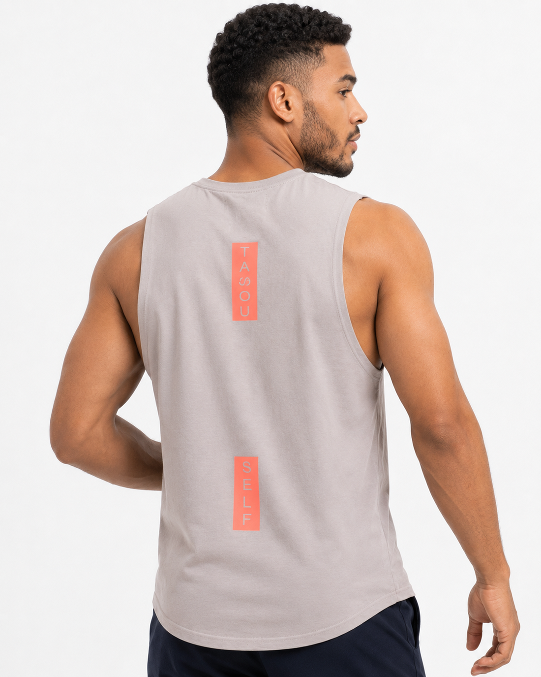 TASOU Logo Printed Tank Top – Premium Organic Cotton Unisex Tank | Blue & Gray