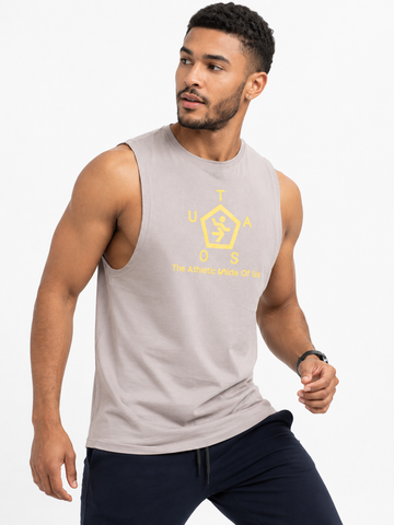 TASOU Logo Printed Tank Top – Premium Organic Cotton Unisex Tank | Blue & Gray