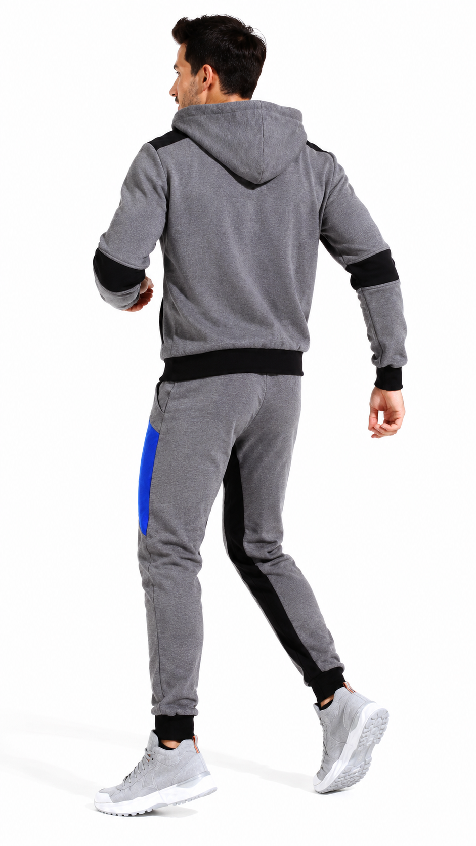TASOU The Builder Set – Organic Cotton Zip Hoodie & Tapered Sweatpants | Gray & White