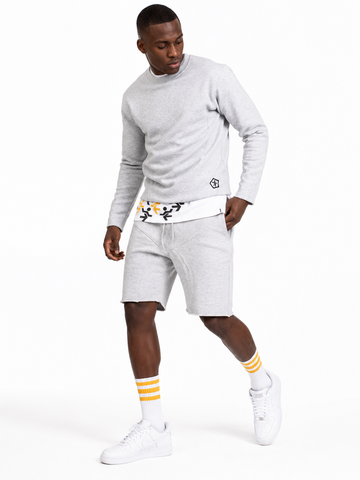 TASOU Fulton Geo Sweat Set – Sustainable Pullover & Matching Shorts | Gray | Separates Available
