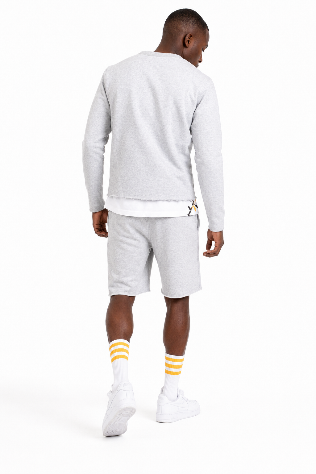 TASOU Fulton Geo Sweat Set – Sustainable Pullover & Matching Shorts | Gray | Separates Available