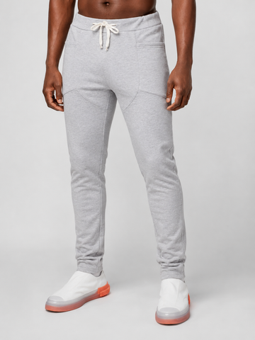 TASOU Geo Cut Sweat Pants – Precision Slim Fit Sustainable Athleisure | Light Gray