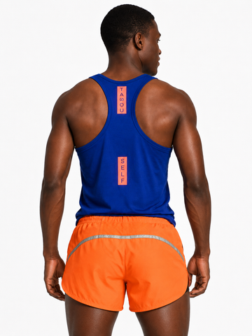 TASOU Basics Set – Celebrity-Worn Organic Tank & Recycled Shorts | As Seen in Vogue | Orange & Blue