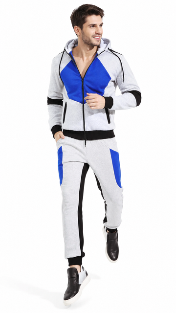 TASOU The Builder Set – Organic Cotton Zip Hoodie & Tapered Sweatpants | Gray & White