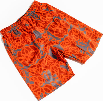 Tasou Orange And Gray  Print Shorts