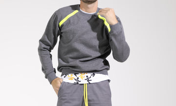 TASOU Henry's Sweat Shirt – Organic Fleece with Reflective Lemon Green Accents | Gray