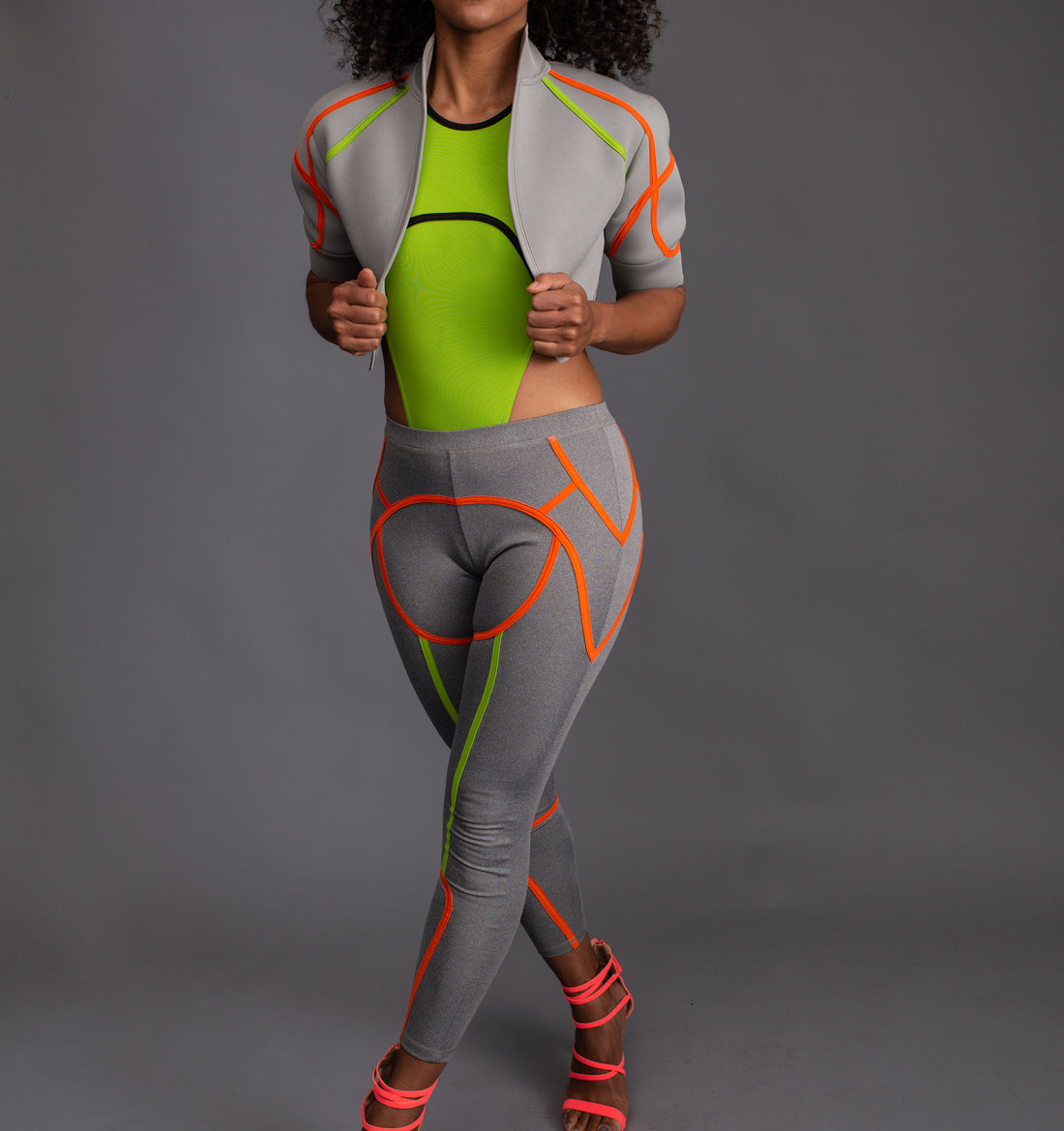 Marmion Gray & Neon Tights Set