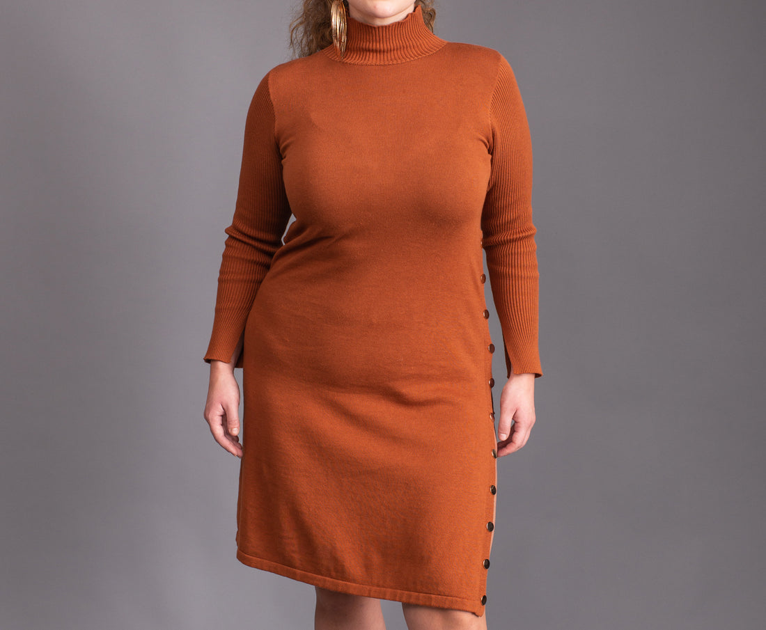 Ribbed Sweater Dress (Burnt Orange)