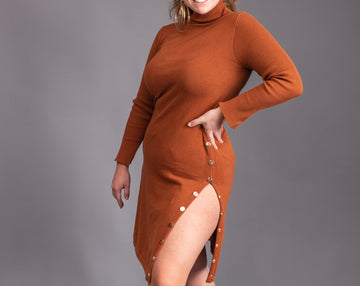 Ribbed Sweater Dress (Burnt Orange)