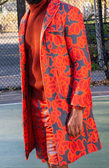 Oraise Graffiti Print Long Coat — Oversized Artistic Outerwear | TASOU Freedom Line